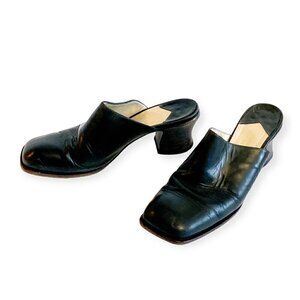 Rare Vintage Michel Perry black Leather Mule, size 38.5EU, Y2K